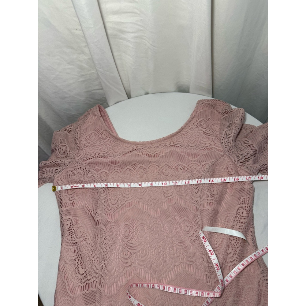 Women's Xhilaration Pink Lace Long Sleeve Dress Size L - Picture 6 of 6